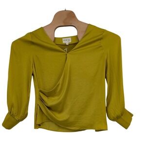 Before‎ You Olive Green Ruched Drape Neck Blouse Top NWT M